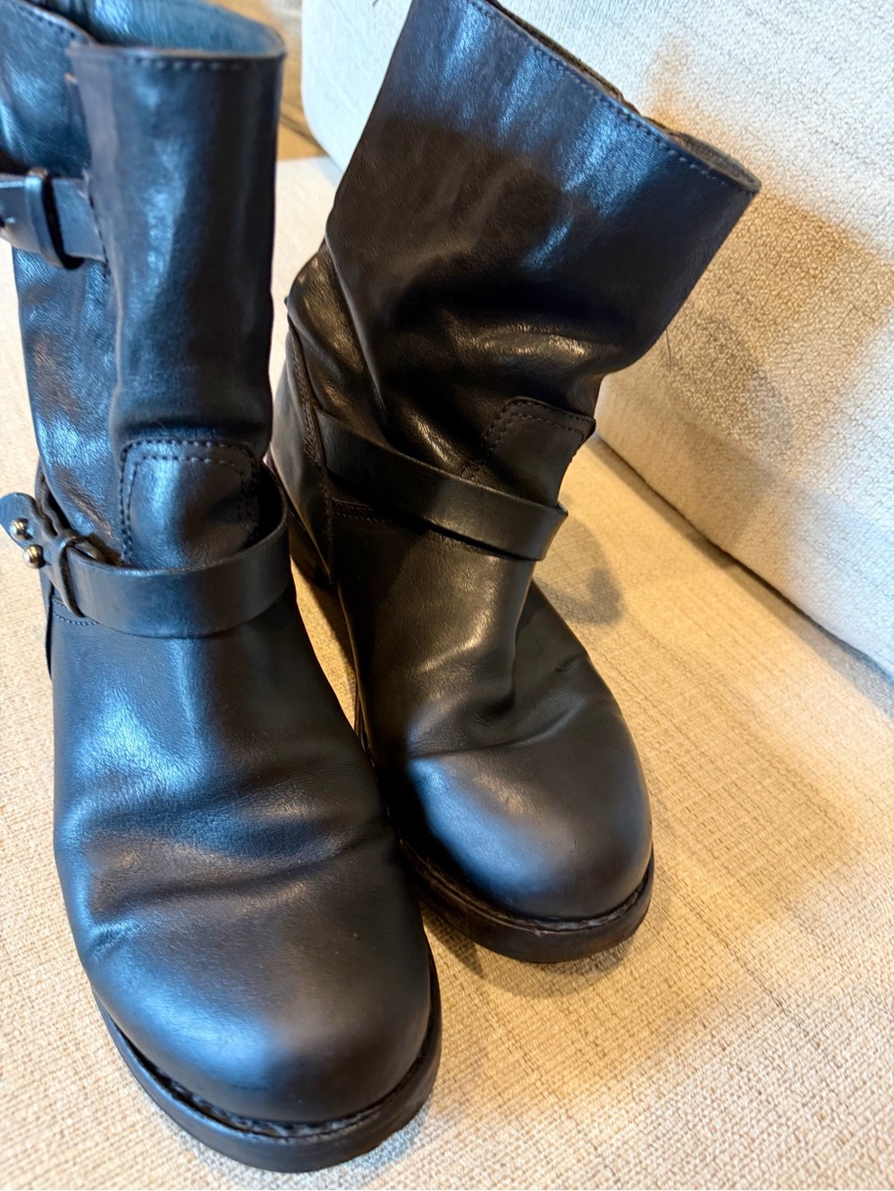 rag & bone Black Leather Combat Moto Boots - Picture 3 of 10